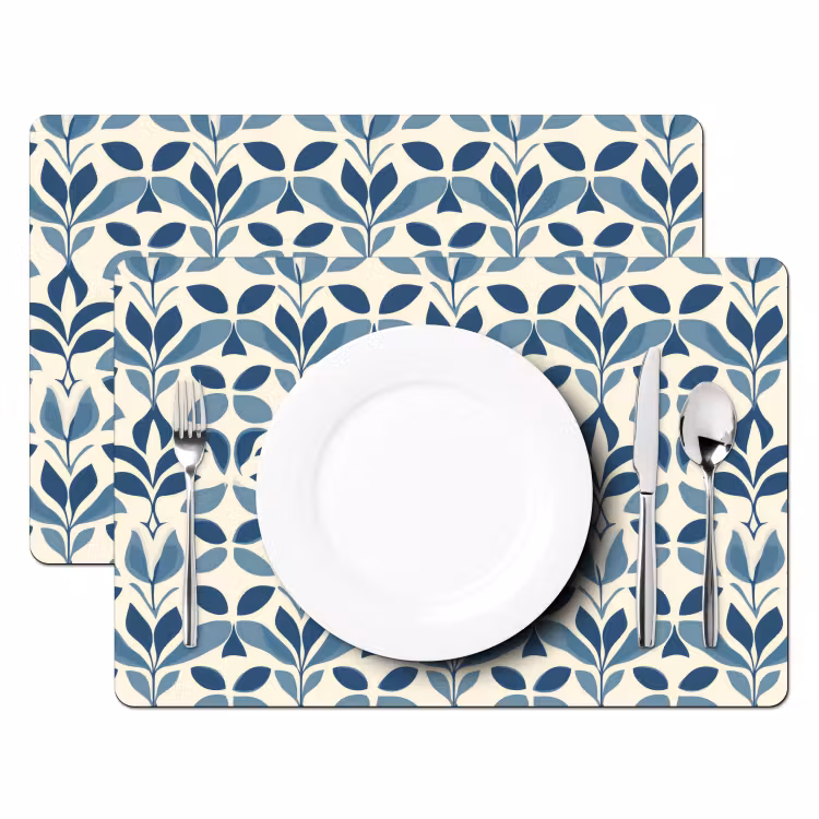 Flora - Modern - Blauw Placemat vinyl groot 368 -zzsfeer2_Kitchenyeah-website