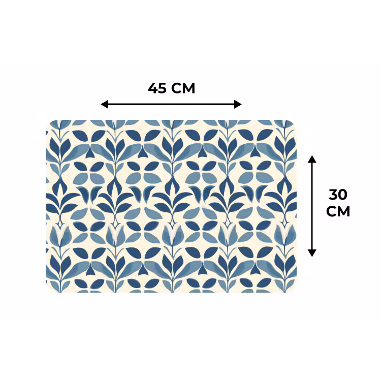 Flora - Modern - Blauw Placemat vinyl groot 368 -specs