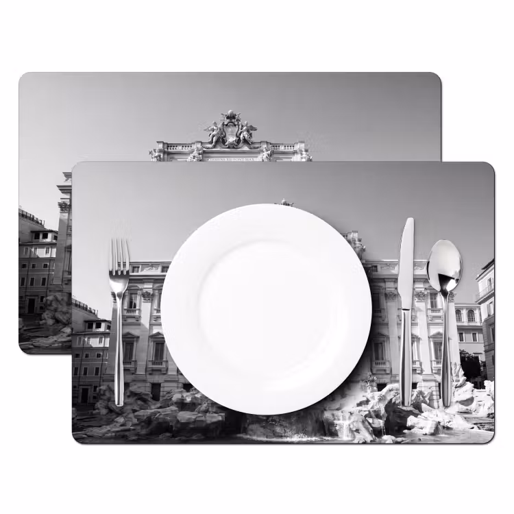 Fontein - Beelden - Architectuur - Zwart-wit Placemat vinyl groot -zzsfeer2_Kitchenyeah-website