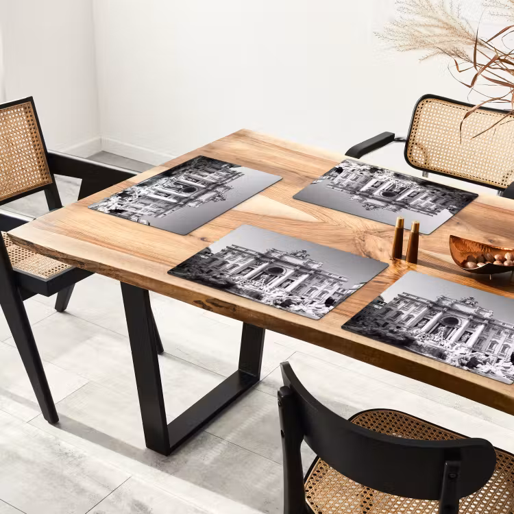Fontein - Beelden - Architectuur - Zwart-wit Placemat vinyl groot -zzsfeer4_Kitchenyeah-website