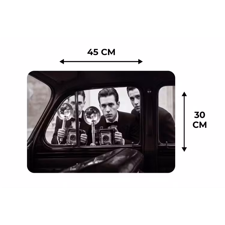 Fotograaf - Camera - Vintage - Journalistiek - Zwart-wit Placemat vinyl groot -specs