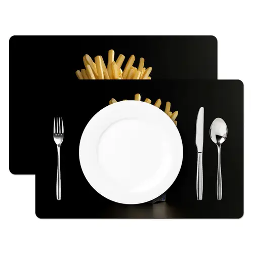 Friet - Porselein - Delfts blauw - Eten Placemat vinyl groot -zzsfeer2_Kitchenyeah-website
