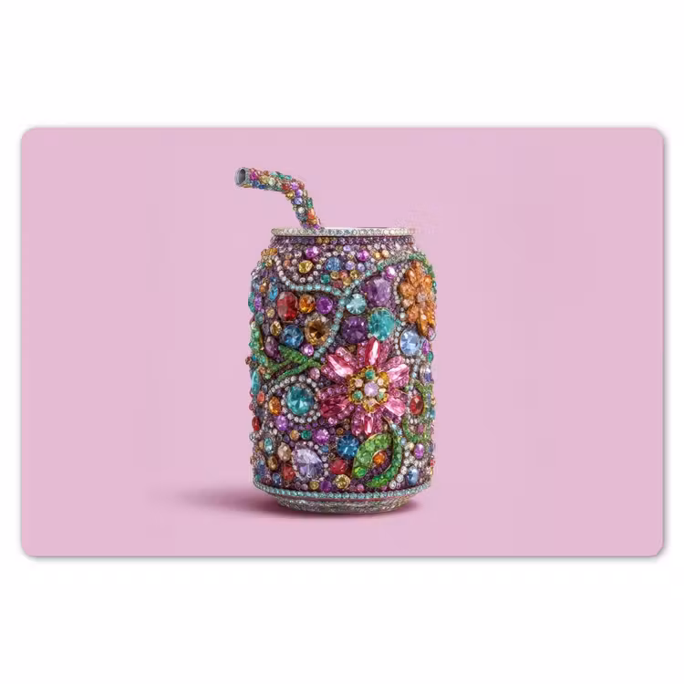 Frisdrankblikje - Bloemenpatroon - Edelstenen - Kleurrijk Placemat vinyl groot -zzsfeer1_Kitchenyeah-website