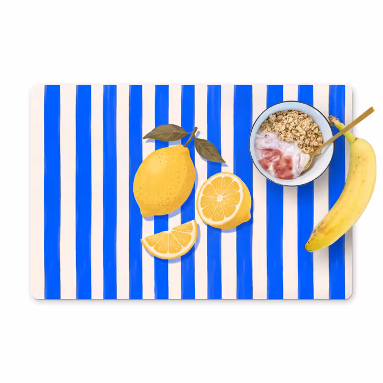 Fruit - Citroen - Zomer - Geel - Blauw Placemat vinyl groot -zzzproduct_Kitchenyeah-website