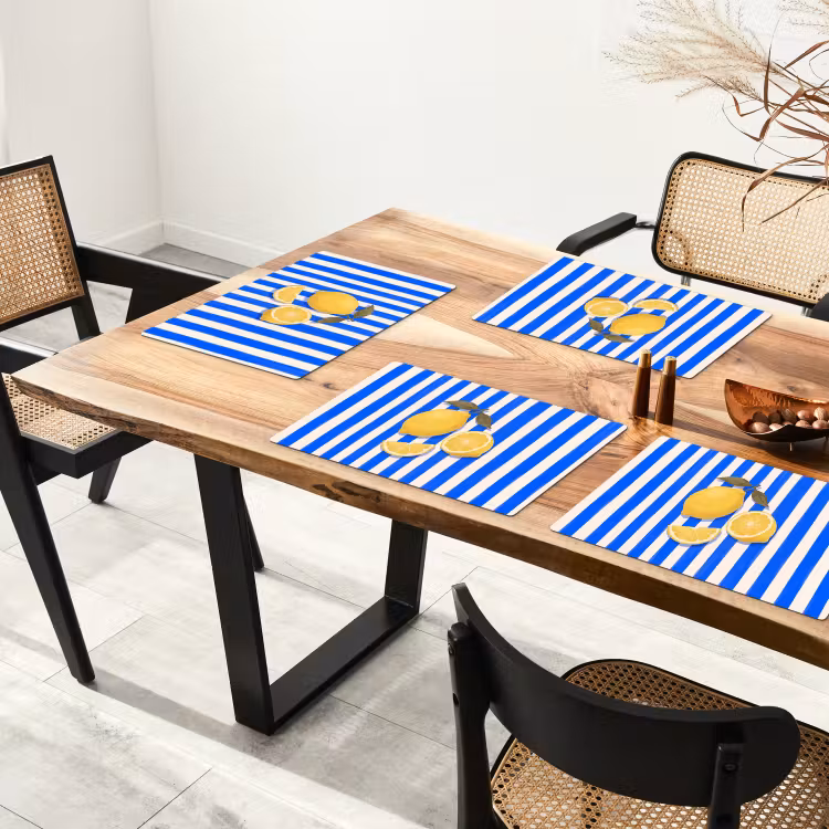 Fruit - Citroen - Zomer - Geel - Blauw Placemat vinyl groot -zzsfeer4_Kitchenyeah-website