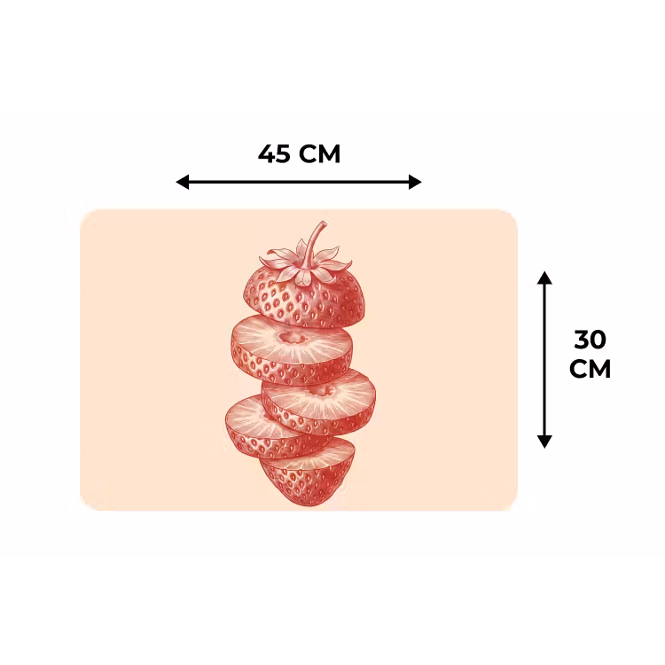 Fruit - Gesneden - Illustratie - Rood - Vintage Placemat vinyl groot -specs