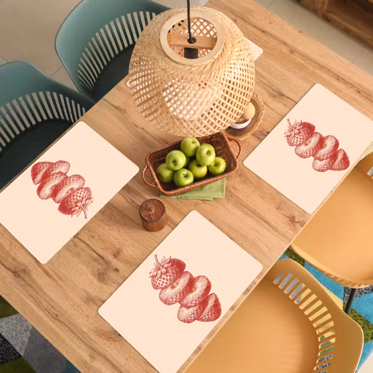 Fruit - Gesneden - Illustratie - Rood - Vintage Placemat vinyl groot -zzsfeer5_Kitchenyeah-website