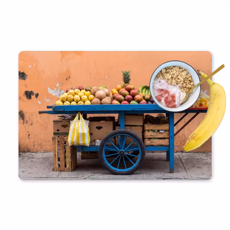 Placemat - 6 stuks - Fruit - Kar - Straat - Fruit - Kar - Straat Placemat vinyl groot