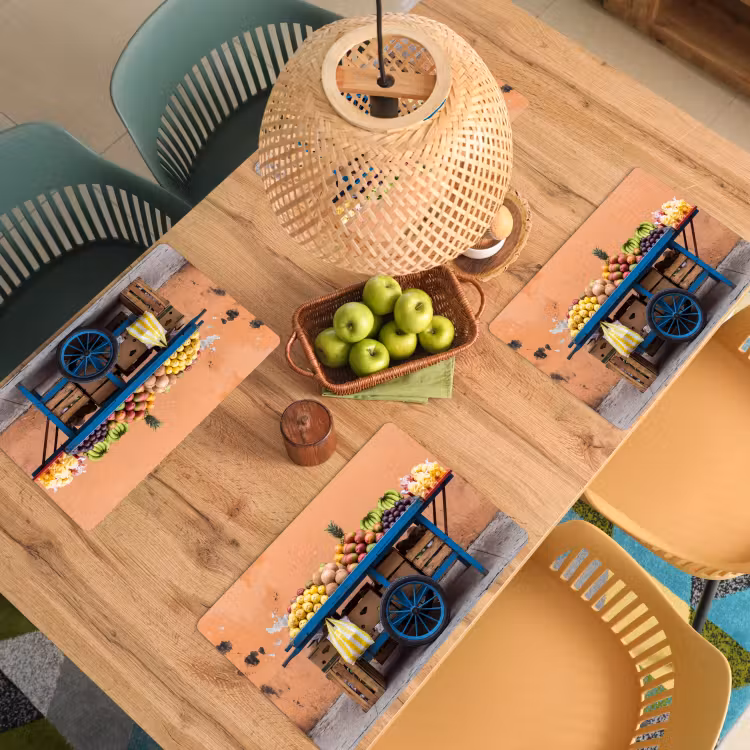 Placemat - 6 stuks - Fruit - Kar - Straat - Fruit - Kar - Straat Placemat vinyl groot