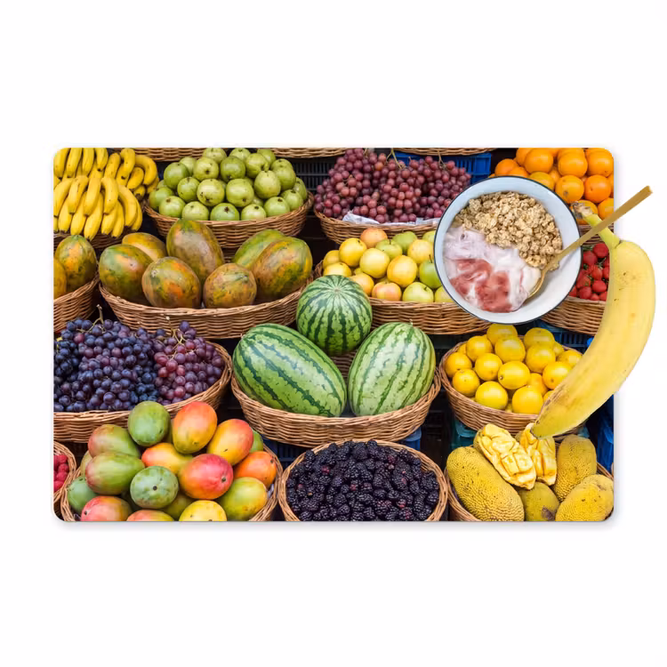 Placemat - 6 stuks - Fruit - Markt - Kleurrijk - Fruit - Markt - Kleurrijk Placemat vinyl groot