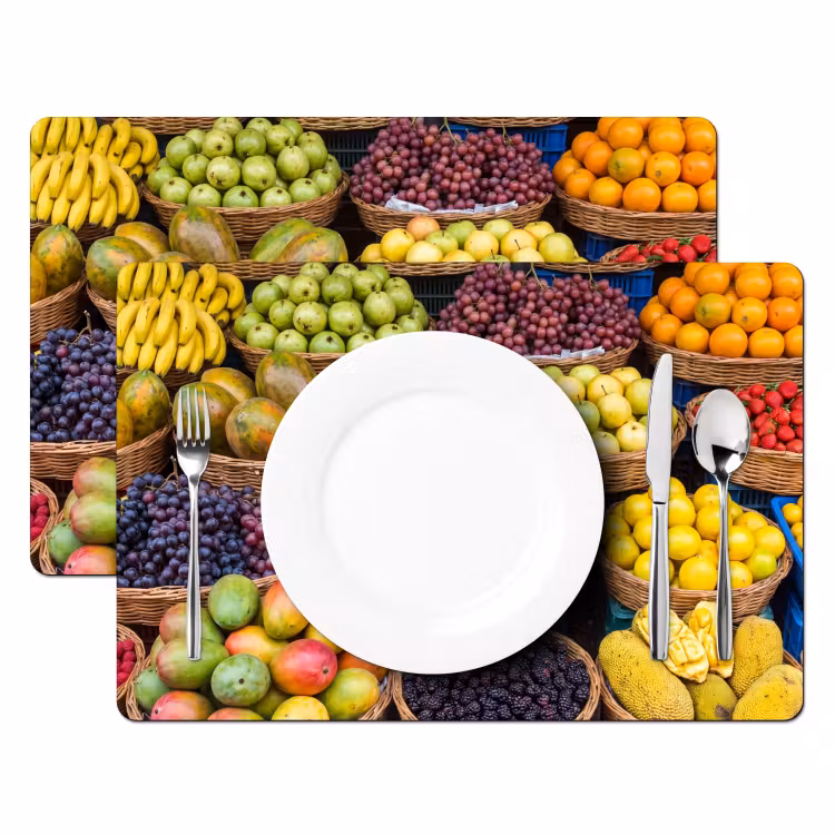 Placemat - 6 stuks - Fruit - Markt - Kleurrijk - Fruit - Markt - Kleurrijk Placemat vinyl groot