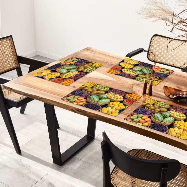 Placemat - 6 stuks - Fruit - Markt - Kleurrijk - Fruit - Markt - Kleurrijk Placemat vinyl groot