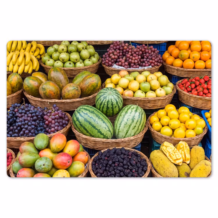 Placemat - 6 stuks - Fruit - Markt - Kleurrijk - Fruit - Markt - Kleurrijk Placemat vinyl groot