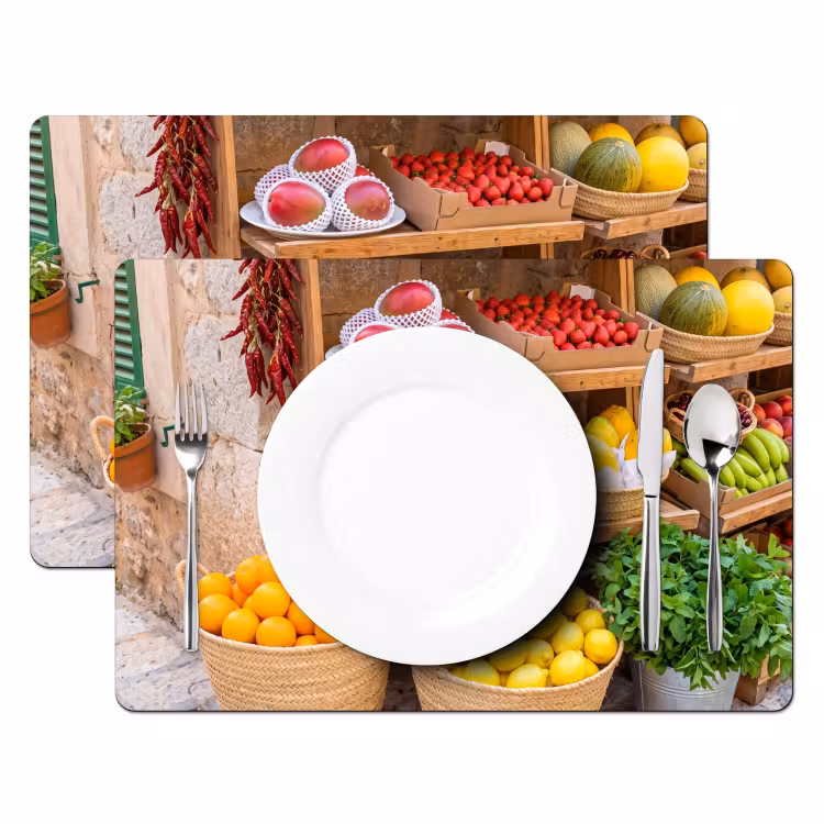 Placemat - 6 stuks - Fruit - Markt - Vers - Fruit - Markt - Vers Placemat vinyl groot