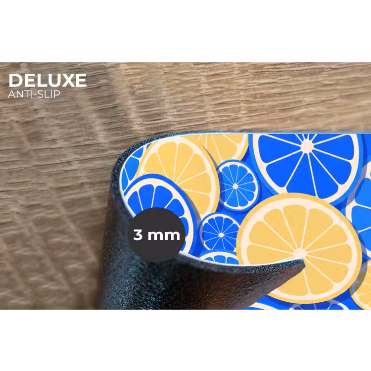 Fruit - Schijven - Patroon - Modern - Blauw - Geel Placemat vinyl groot -closeup