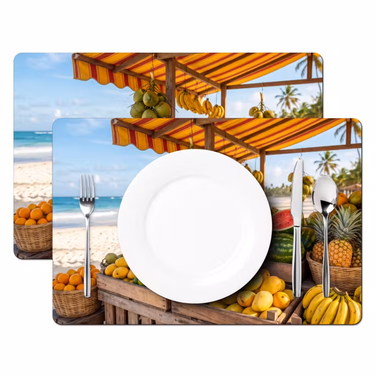 Placemat - 6 stuks - Fruit - Strand - Tropisch - Fruit - Strand - Tropisch Placemat vinyl groot