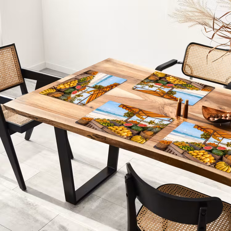 Placemat - 6 stuks - Fruit - Strand - Tropisch - Fruit - Strand - Tropisch Placemat vinyl groot