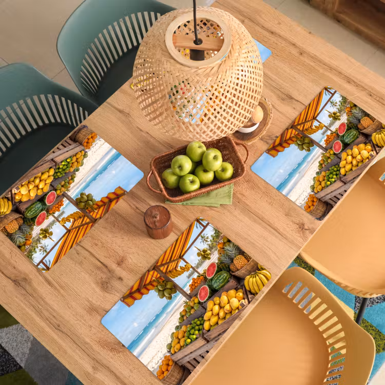 Placemat - 6 stuks - Fruit - Strand - Tropisch - Fruit - Strand - Tropisch Placemat vinyl groot