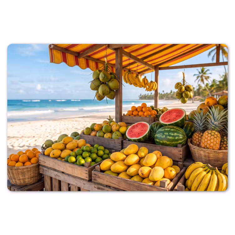 Placemat - 6 stuks - Fruit - Strand - Tropisch - Fruit - Strand - Tropisch Placemat vinyl groot