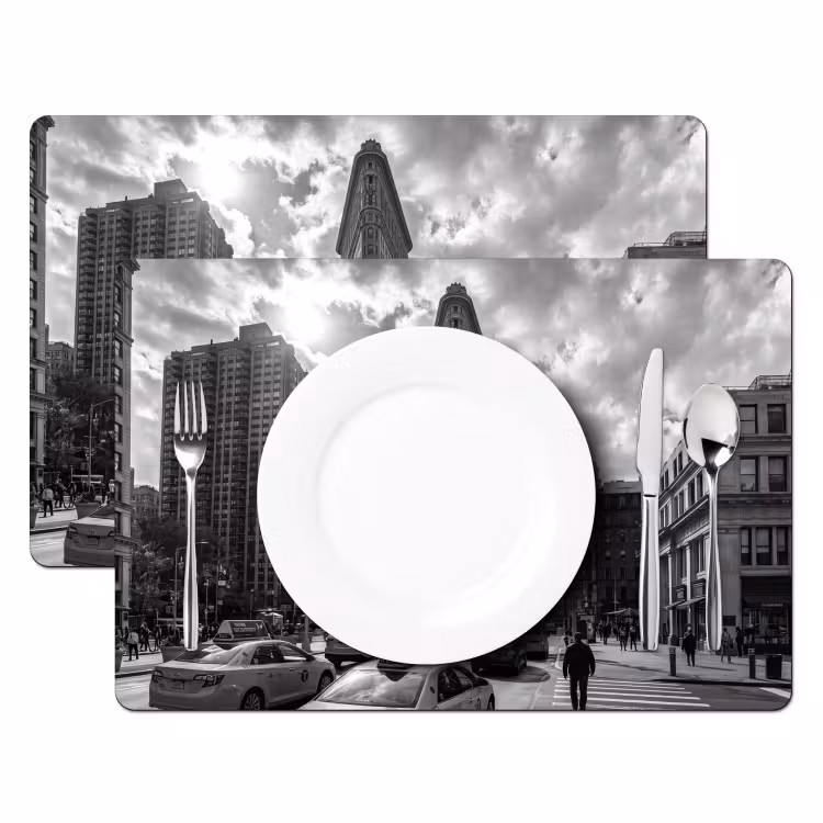 Gebouw - Hoogbouw - Stad - Architectuur - Zwart-wit Placemat vinyl groot -zzsfeer2_Kitchenyeah-website
