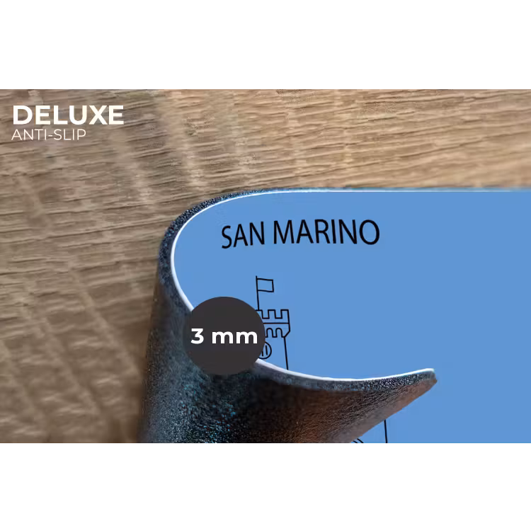 Gebouw - San Marino - Architectuur - Lijntekening - Blauw Placemat vinyl groot -closeup