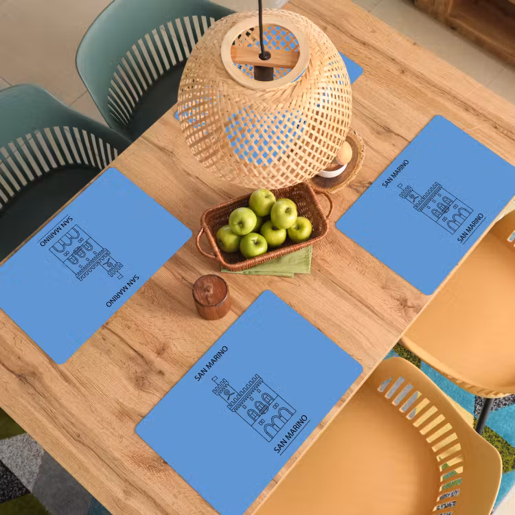 Gebouw - San Marino - Architectuur - Lijntekening - Blauw Placemat vinyl groot -zzsfeer5_Kitchenyeah-website
