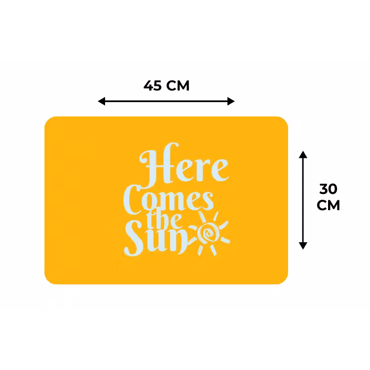 Geel - Blauw - Here comes the sun Placemat vinyl groot -specs