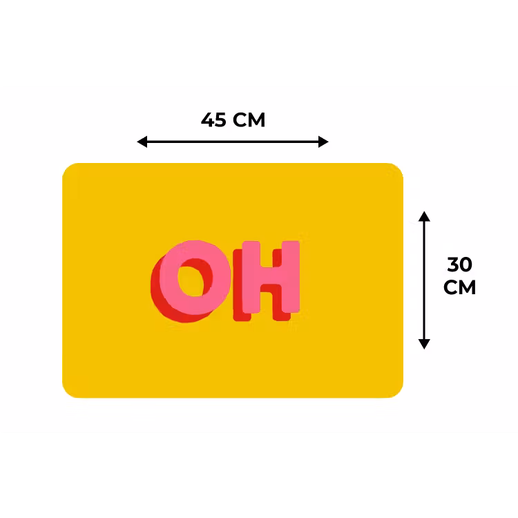 Geel - Roze - Oh - 3D Placemat vinyl groot -specs