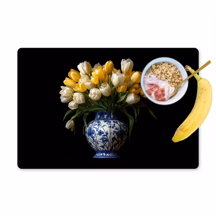 Geel - Tulpen - Vaas - Bloemen Placemat vinyl groot -zzzproduct_Kitchenyeah-website