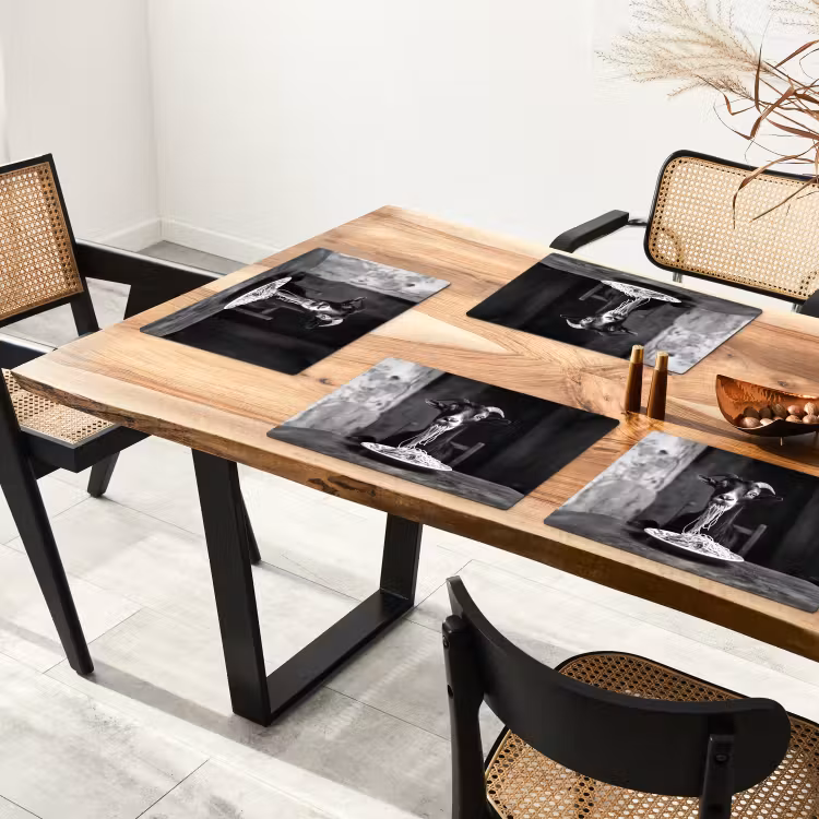 Geit - Bord - Spaghetti - Zwart Wit Placemat vinyl groot -zzsfeer4_Kitchenyeah-website