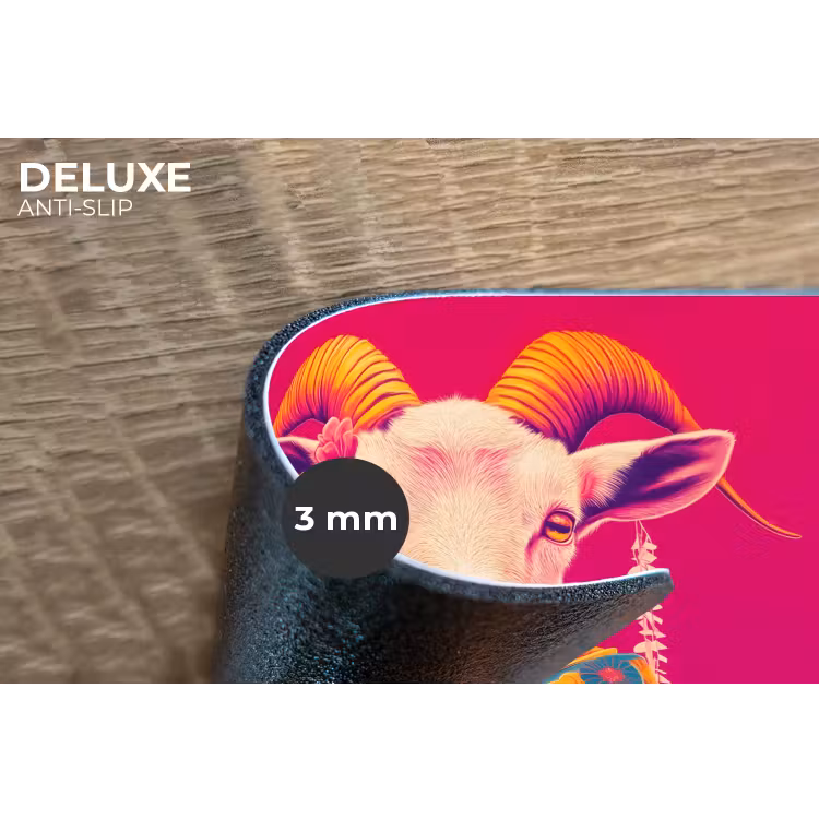 Geit - Hoorns - Kimono - Kleurrijk Placemat vinyl groot -closeup