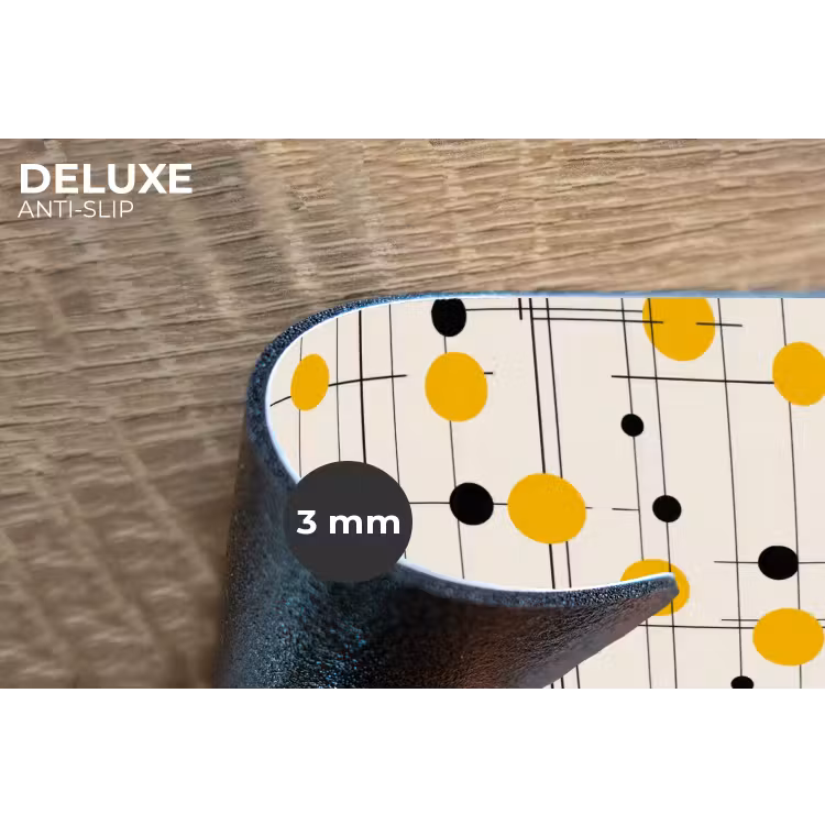 Geometrisch - Retro - Lijnen - Okergeel - Zwart Placemat vinyl groot 368 -closeup