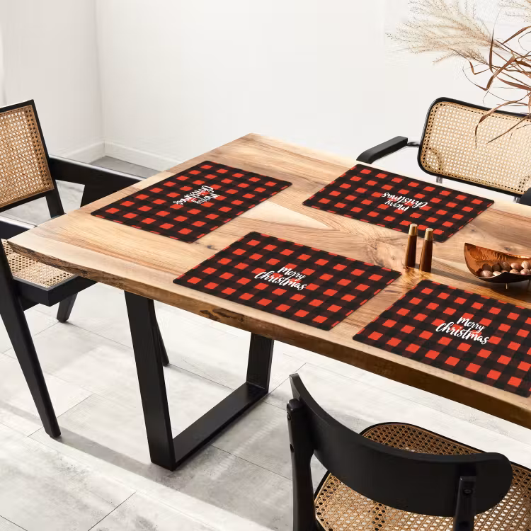 Geruit - Rood - Tekst - Christmas Placemat vinyl groot -zzsfeer4_Kitchenyeah-website