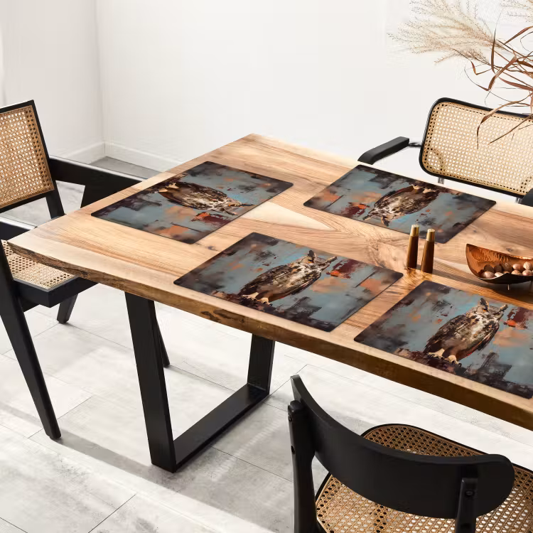 Geschilderd - Abstract - Uil - Bruin Placemat vinyl groot -zzsfeer4_Kitchenyeah-website