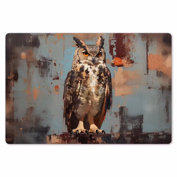 Geschilderd - Abstract - Uil - Bruin Placemat vinyl groot -zzsfeer1_Kitchenyeah-website