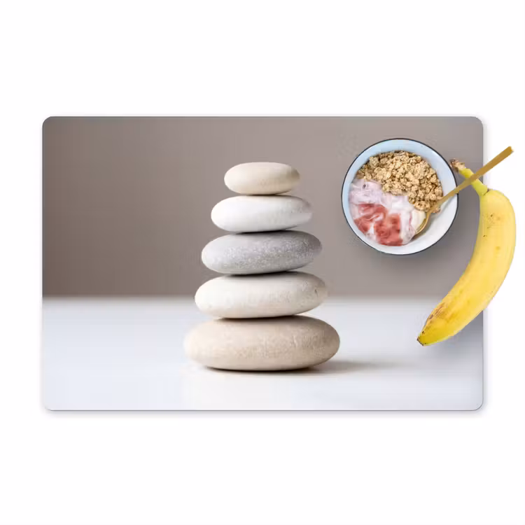 Gestapelde - Stenen - Grijs Placemat vinyl groot -zzzproduct_Kitchenyeah-website