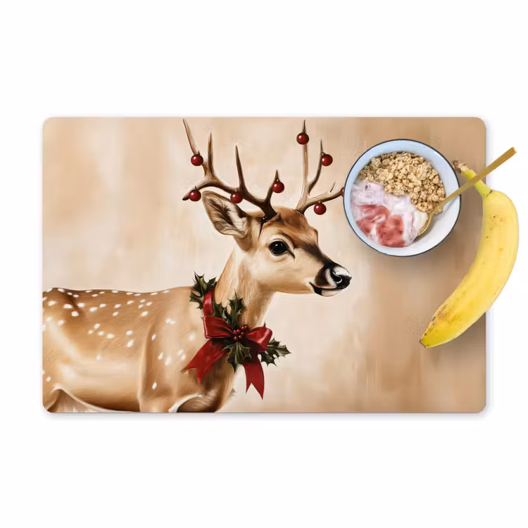 Gewei - Kerst - Rendier - Rood Placemat vinyl groot -zzzproduct_Kitchenyeah-website
