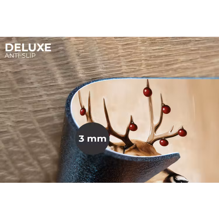 Gewei - Kerst - Rendier - Rood Placemat vinyl groot -closeup