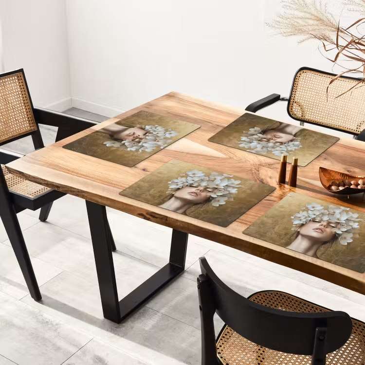 Gezicht - Bloemen - Goud - Abstract Placemat vinyl groot -zzsfeer4_Kitchenyeah-website