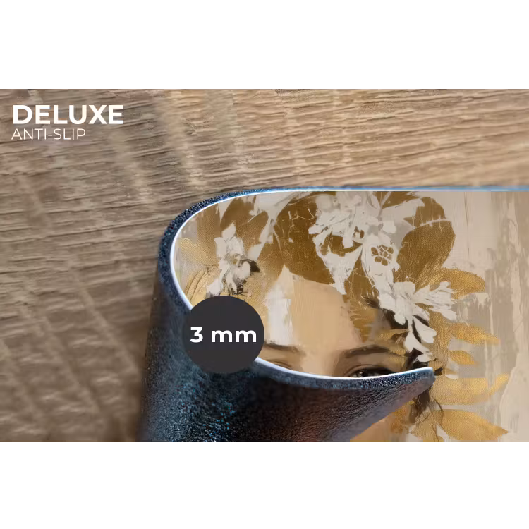 Gezicht - Vrouw - Bladeren - Goud Placemat vinyl groot -closeup