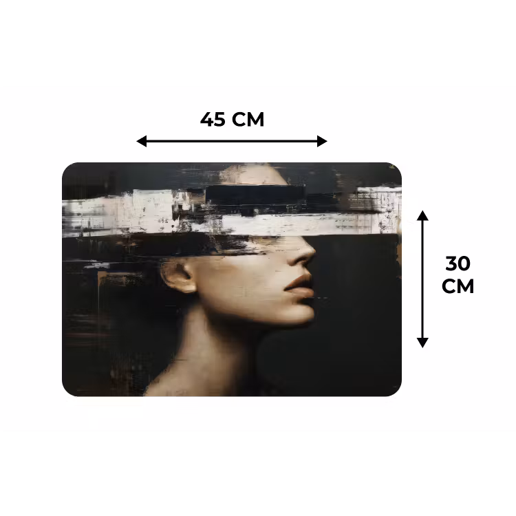 Gezicht - Vrouw - Zwart - Abstract Placemat vinyl groot -specs