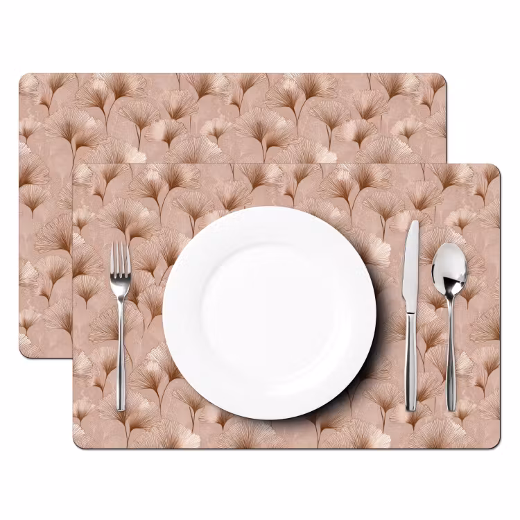 Ginkgo - Patroon - Roze Placemat vinyl groot 368 -zzsfeer2_Kitchenyeah-website