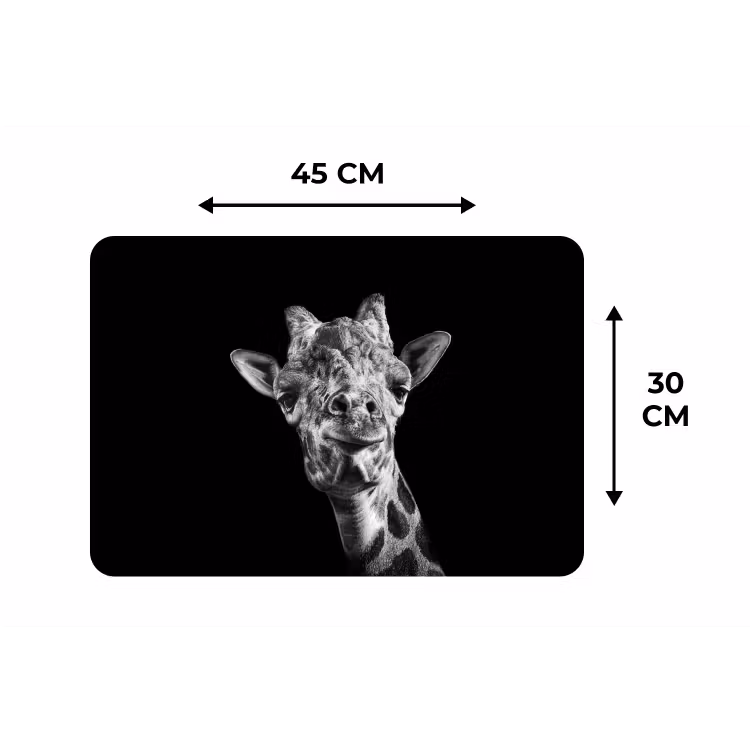 Giraffe - Dier - Zwart - Wit Placemat vinyl groot -specs