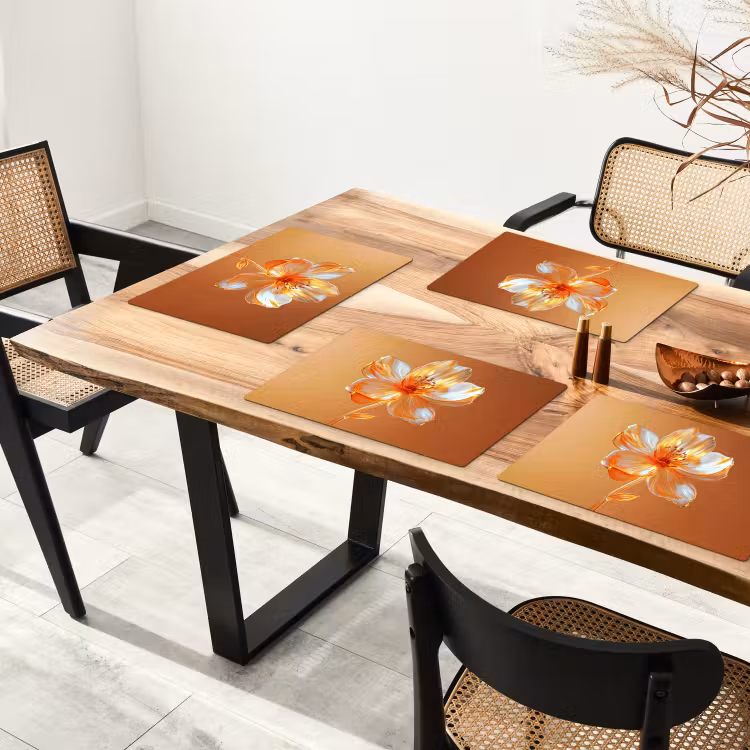Glazen - Bloem - Oranje Placemat vinyl groot -zzsfeer4_Kitchenyeah-website