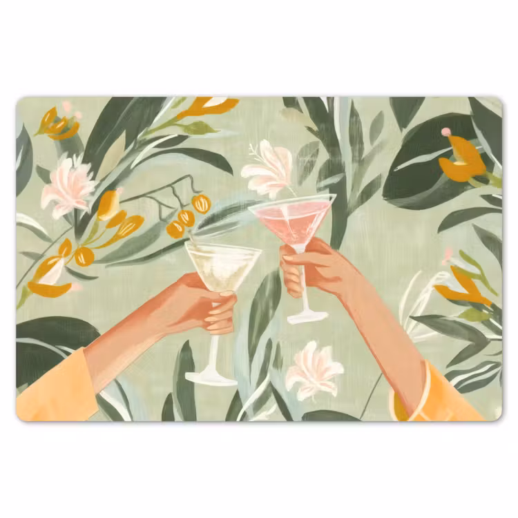 Glazen - Proosten - Bladeren - Groen Placemat vinyl groot -zzsfeer1_Kitchenyeah-website