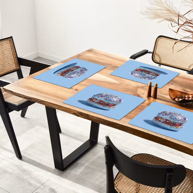 Glitters - Hamburger - Blauw Placemat vinyl groot -zzsfeer4_Kitchenyeah-website
