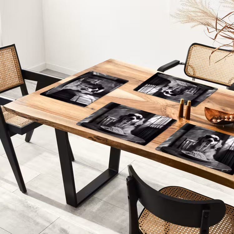 Golden Retriever - Hond - Vrolijk -  Bord spaghetti - Zwart - wit Placemat vinyl groot -zzsfeer4_Kitchenyeah-website