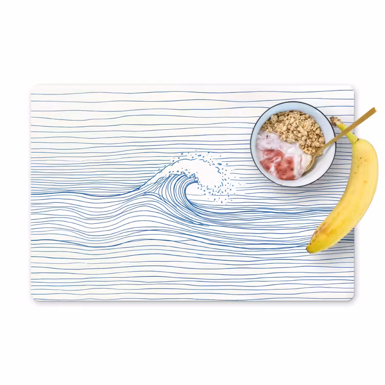 Golf - Brekende - Natuur - Minimalistisch - Blauw Placemat vinyl groot -zzzproduct_Kitchenyeah-website