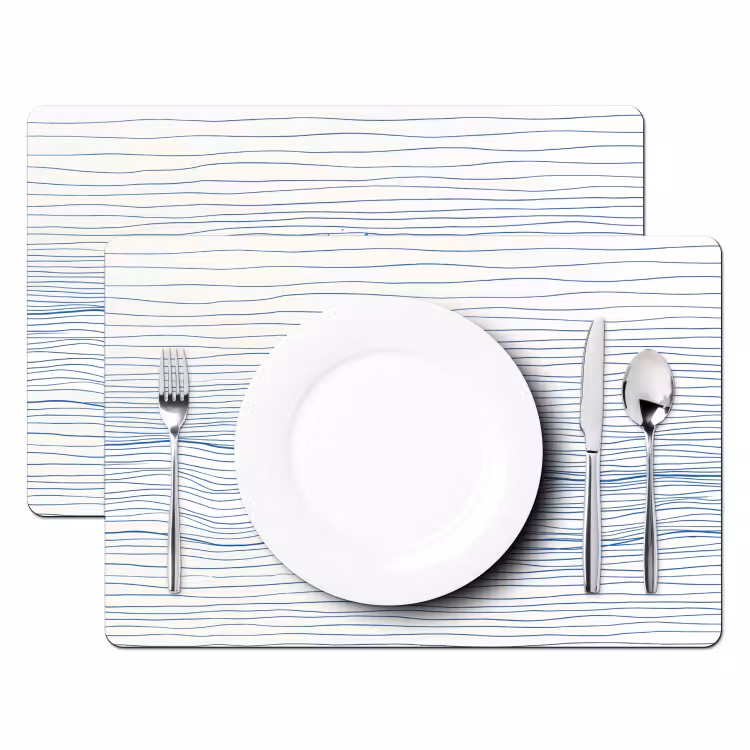 Golf - Brekende - Natuur - Minimalistisch - Blauw Placemat vinyl groot -zzsfeer2_Kitchenyeah-website