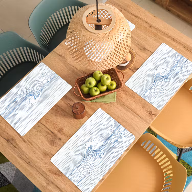 Golf - Brekende - Natuur - Minimalistisch - Blauw Placemat vinyl groot -zzsfeer5_Kitchenyeah-website